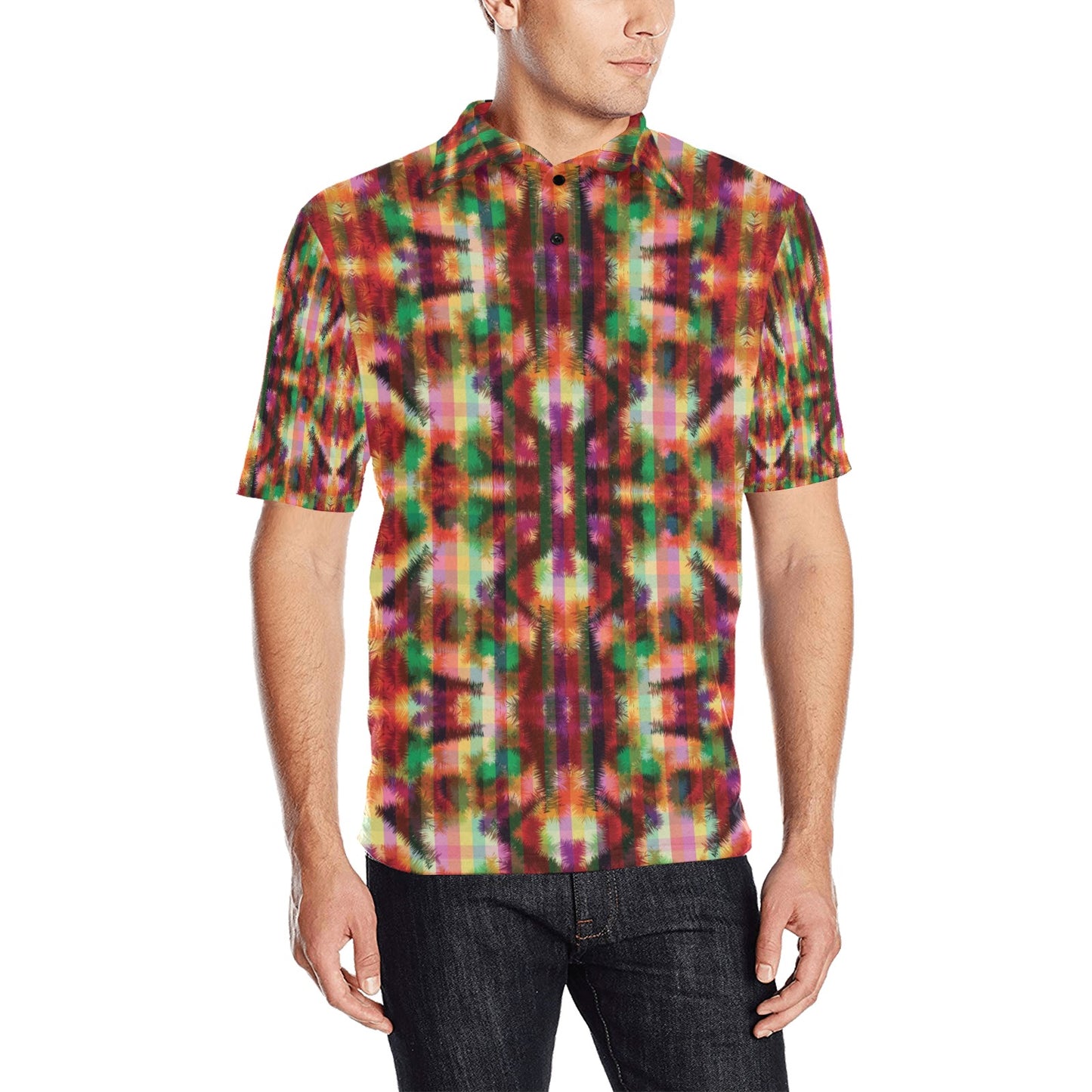 Tie Dye Print Design LKS301 Men Polo Shirt