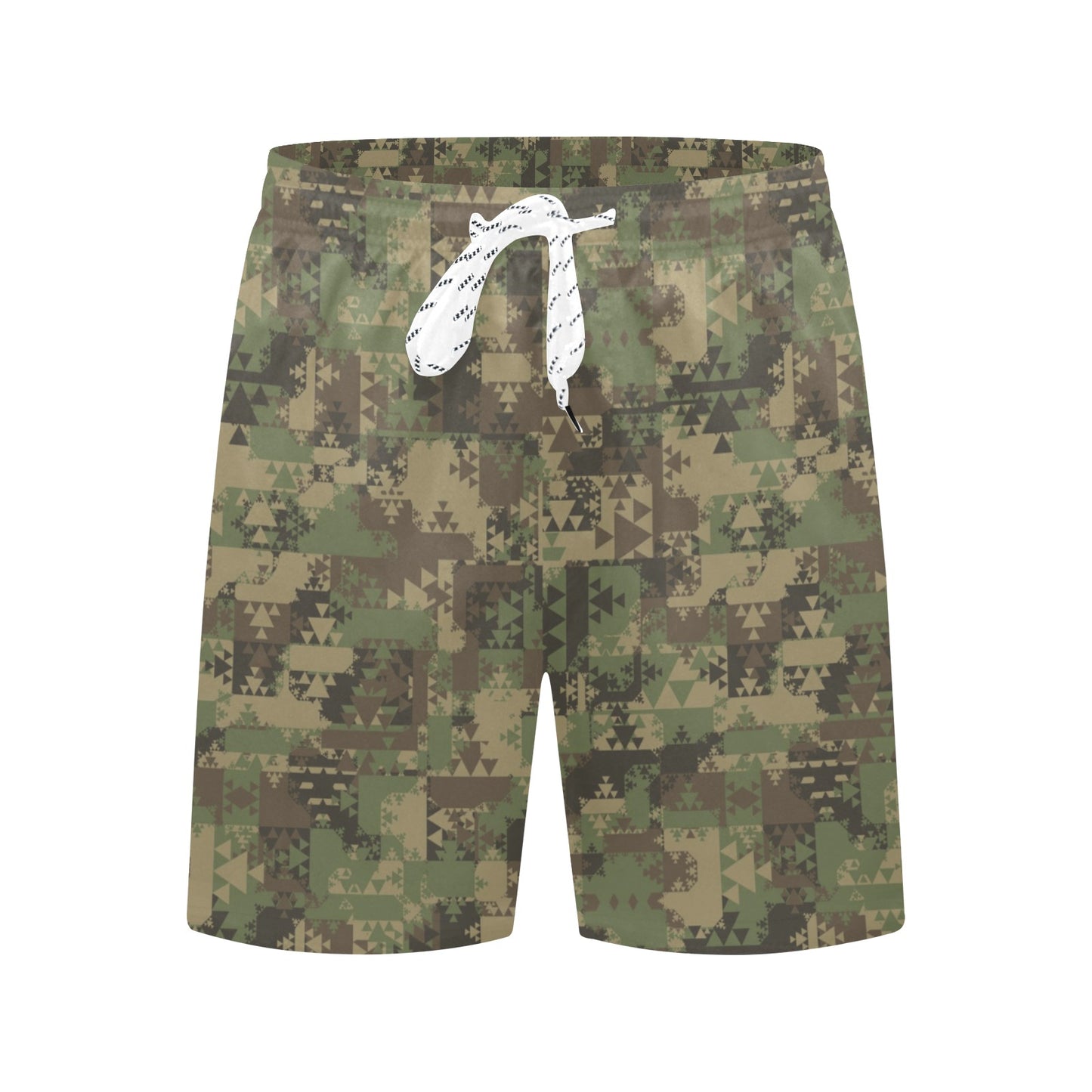 Camouflage Aztec Green Army Print Men's Swim Trunks Beach Shorts