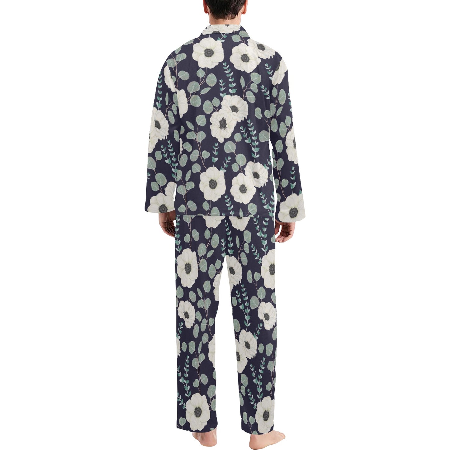 Anemone Pattern Print Design AM01 Men's Long Pajama Set