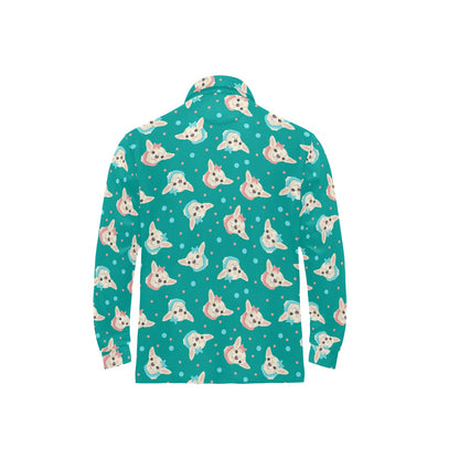 Chihuahua Polka Dot Pattern Long Sleeve Polo Shirt For Men's