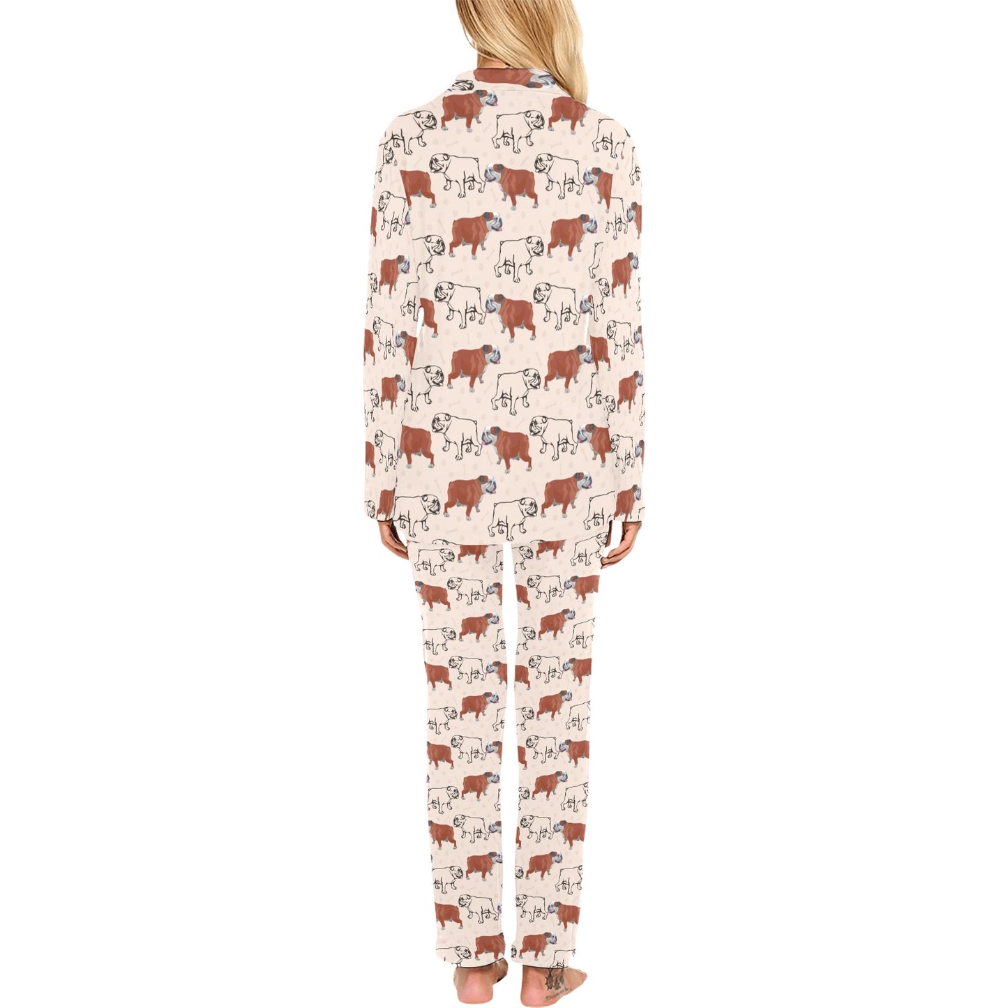 Bulldogs Pattern Print Design 04 Women's Long Pajama Set