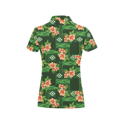Hibiscus Pattern Print Design HB05 Women's Polo Shirt