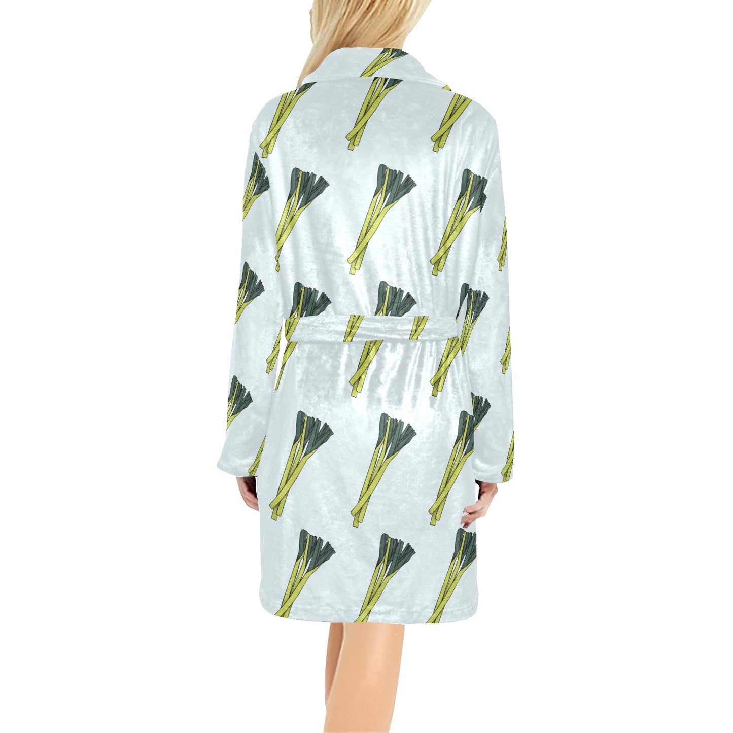 Leek Pattern Print Design 03 Women's Fleece Robe