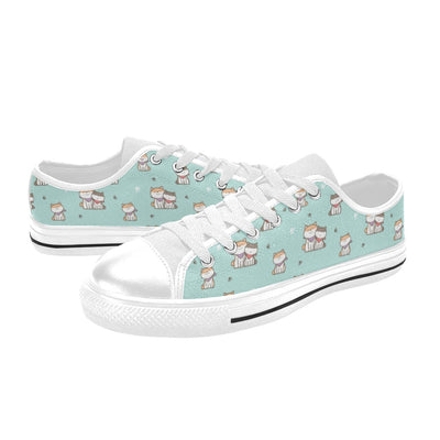 Shiba Inu Print Design LKS302 Women's White Low Top Shoes