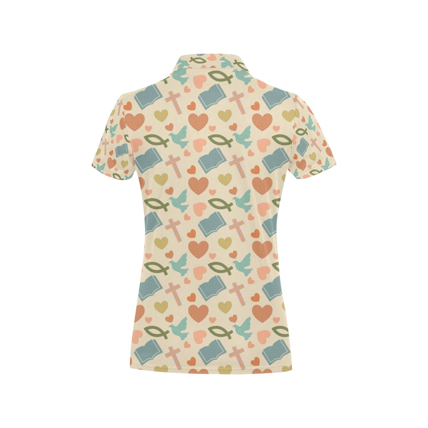 Christian Symbol Pattern Women's Polo Shirt