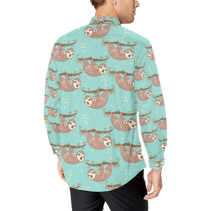 Sloth Print Design LKS302 Men's Long Sleeve Dress Shirt