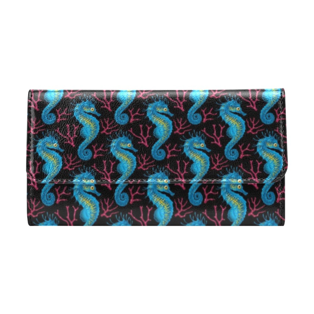SeaHorse Print Design LKS401 Women's Trifold Wallet