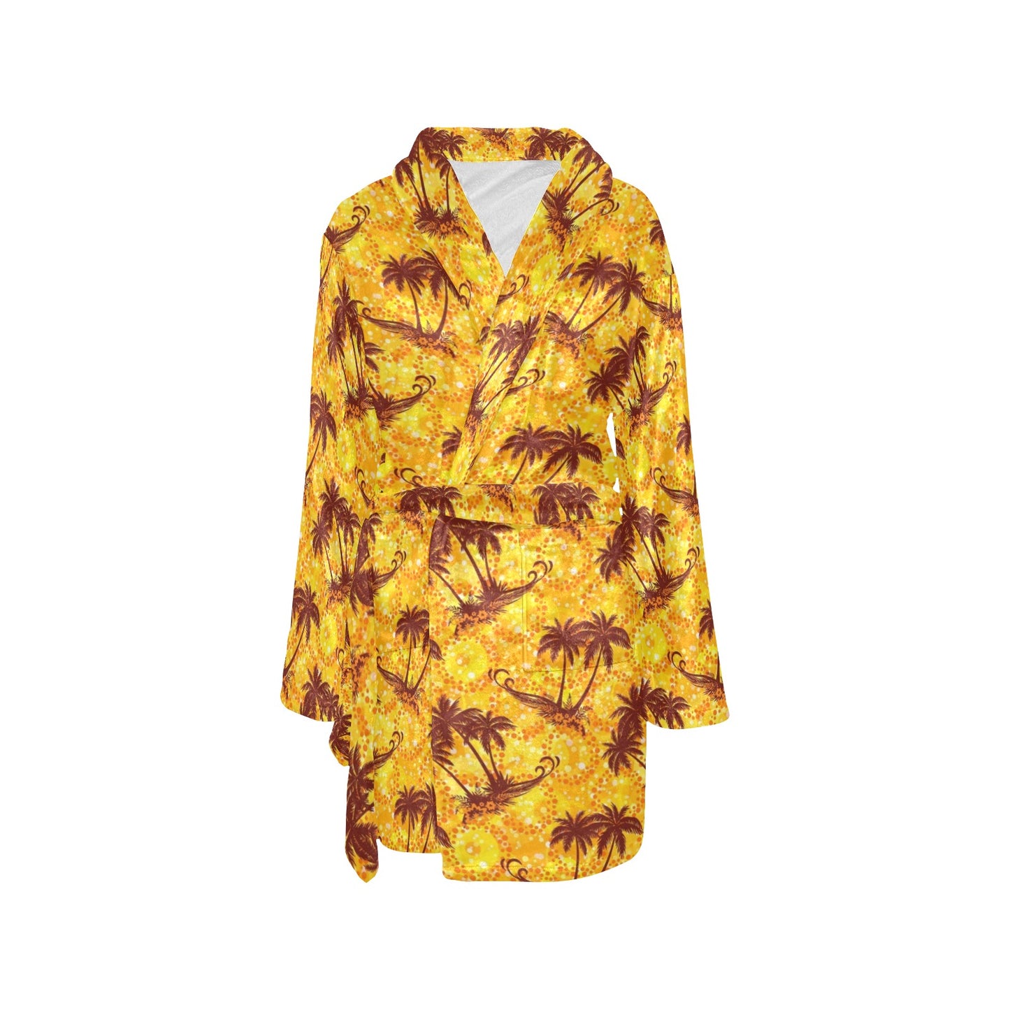 Palm Tree Pattern Print Design PT012 Women's Fleece Robe