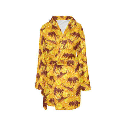 Palm Tree Pattern Print Design PT012 Women's Fleece Robe
