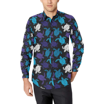 Sea Turtle Print Design LKS306 Men's Long Sleeve Dress Shirt