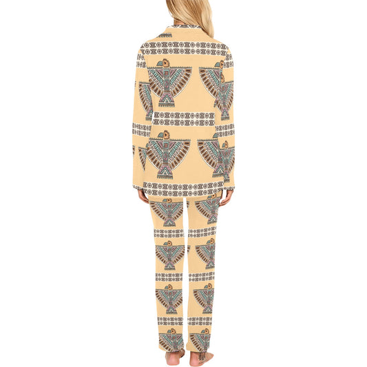 Native American Eagle Pattern Women's Long Pajama Set