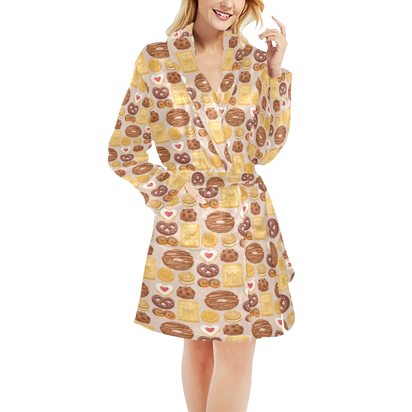 Cookie Pattern Print Design 02 Women's Fleece Robe