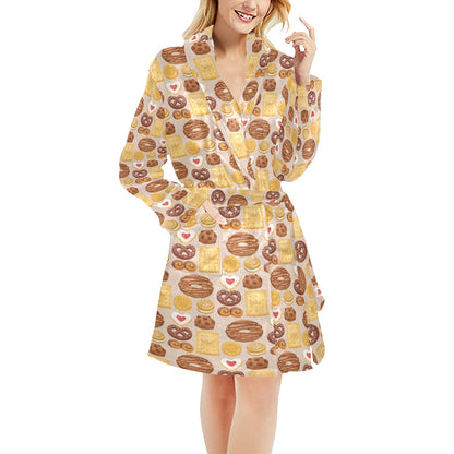 Cookie Pattern Print Design 02 Women's Fleece Robe