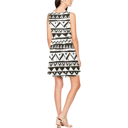 Hand draw Tribal Aztec Sleeveless Dress