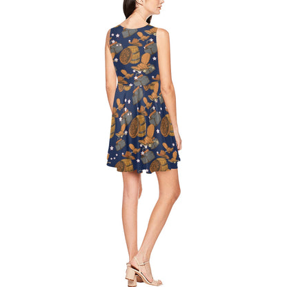 Cowboy Pattern Print Design 03 Sleeveless Dress