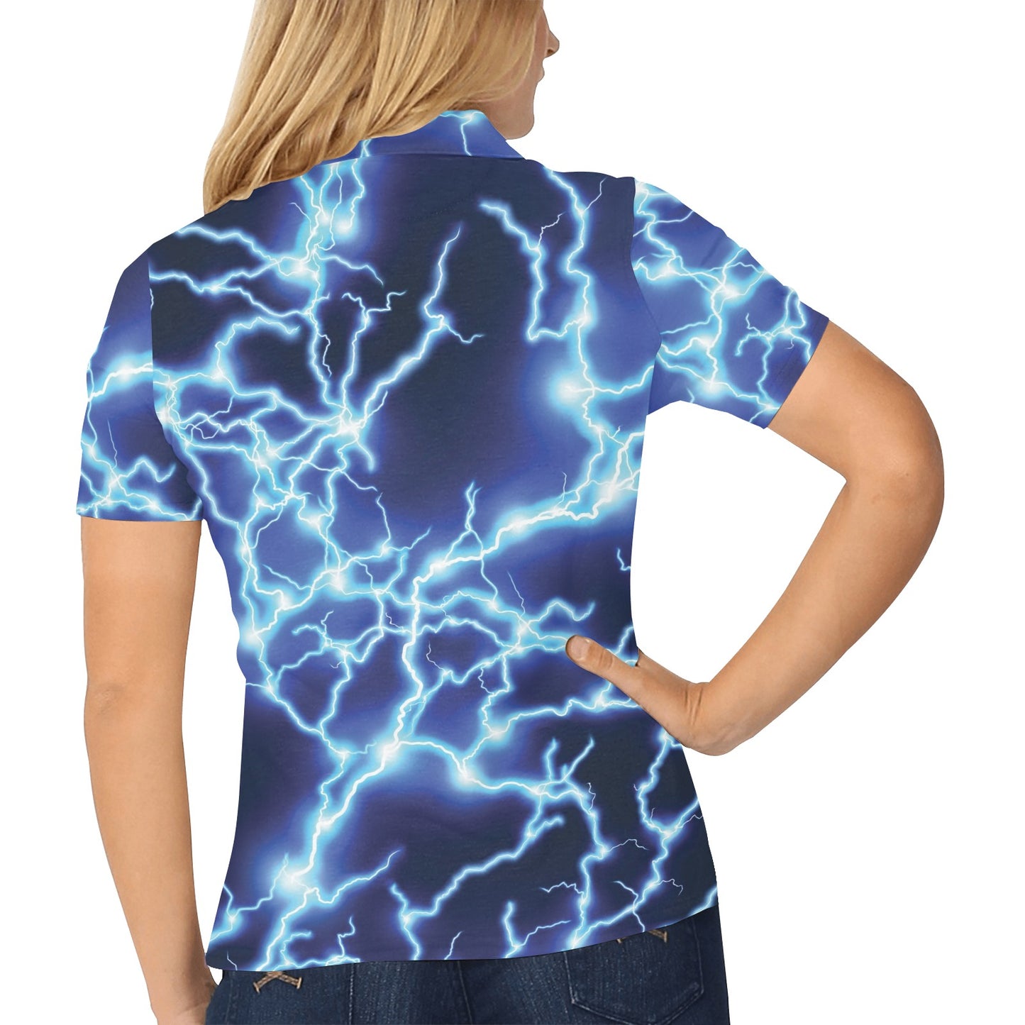 Lightning Thunder Pattern Print Design 04 Women's Polo Shirt