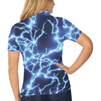 Lightning Thunder Pattern Print Design 04 Women's Polo Shirt