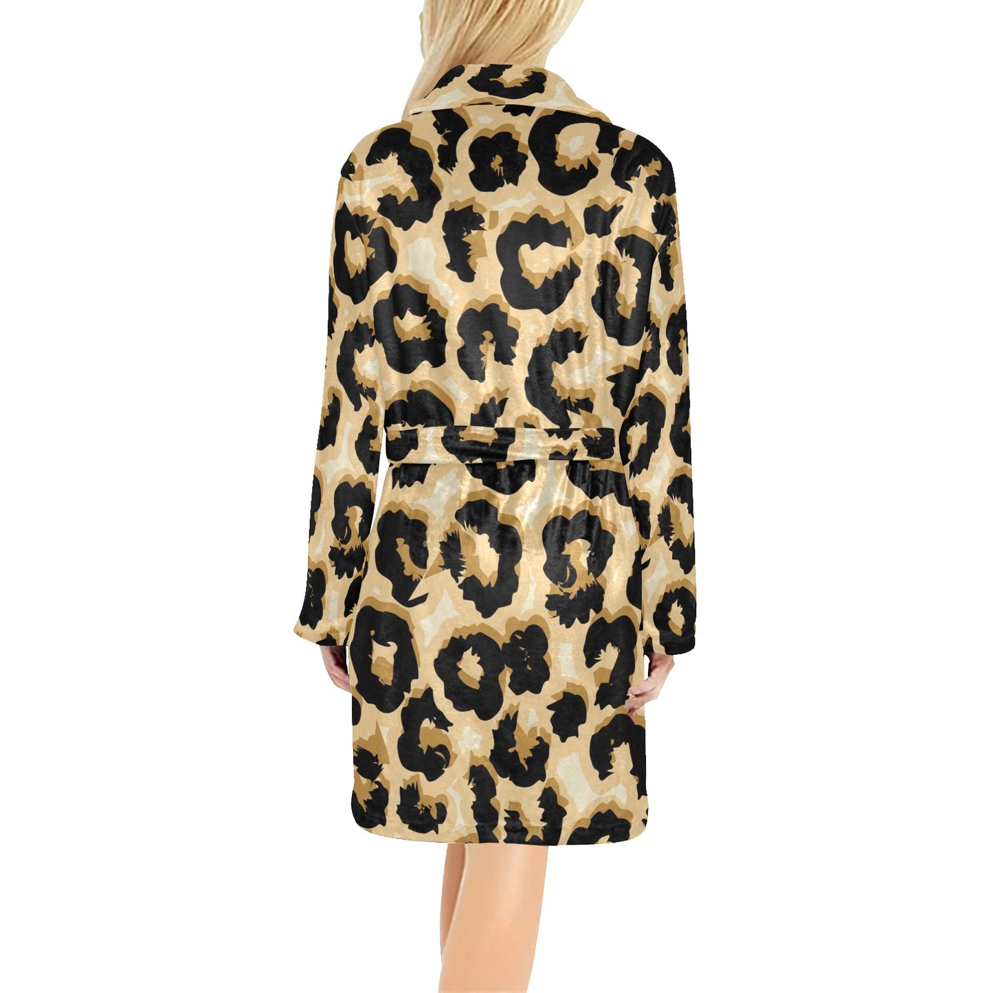 Jaguar Skin Pattern Print Design 02 Women's Fleece Robe
