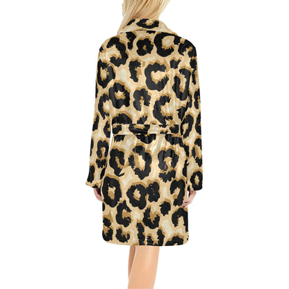 Jaguar Skin Pattern Print Design 02 Women's Fleece Robe