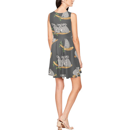 Koala Pattern Print Design 07 Sleeveless Dress