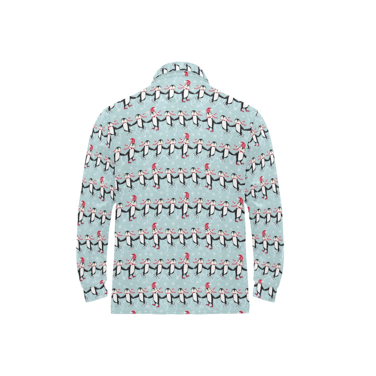 Penguin Sking Design Long Sleeve Polo Shirt For Men's