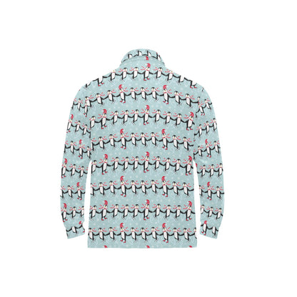 Penguin Sking Design Long Sleeve Polo Shirt For Men's