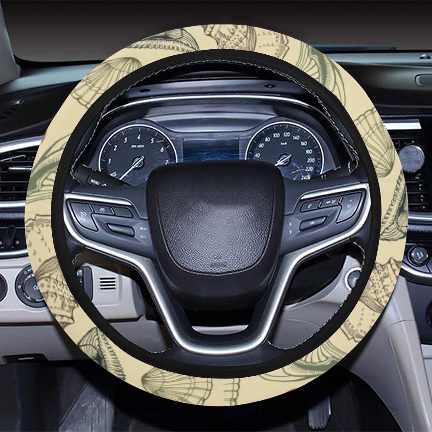 Seashell Print Design LKS305 Steering Wheel Cover with Elastic Edge
