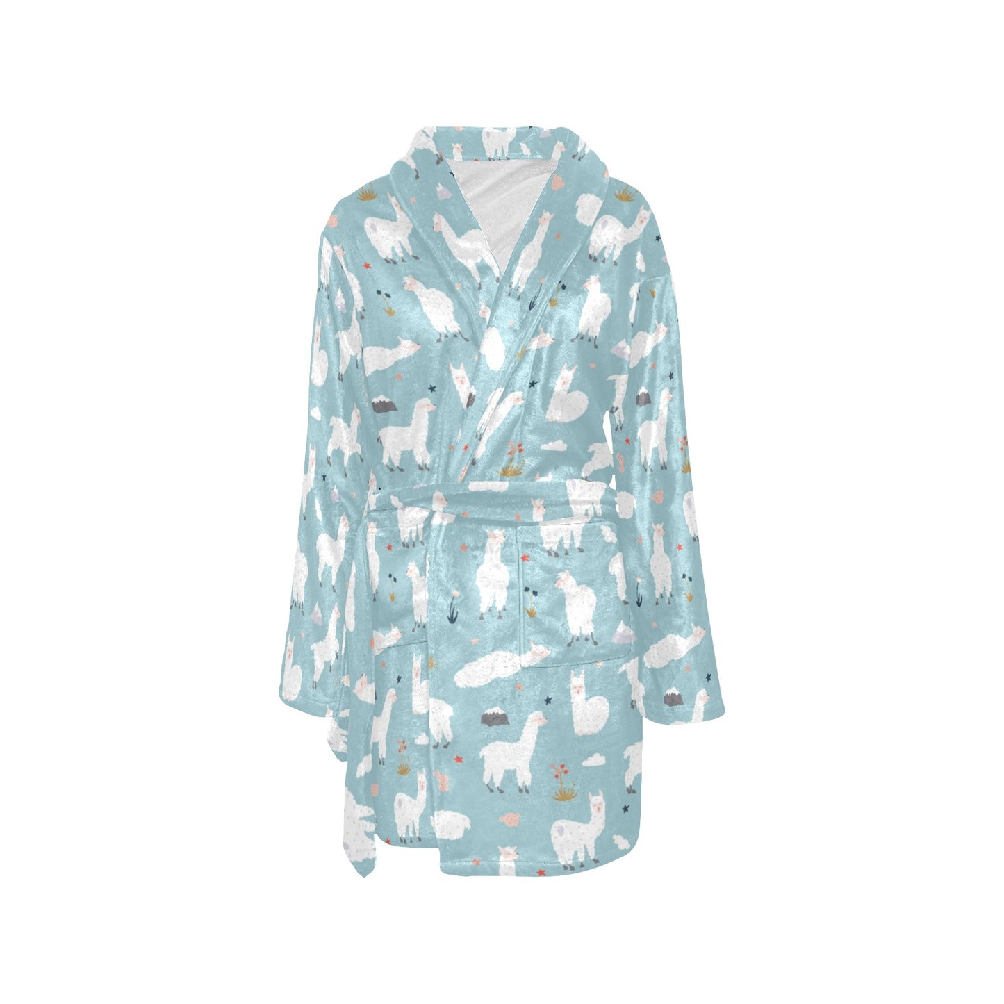 Alpaca Pattern Print Design 02 Women's Fleece Robe