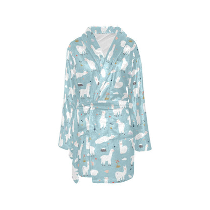 Alpaca Pattern Print Design 02 Women's Fleece Robe