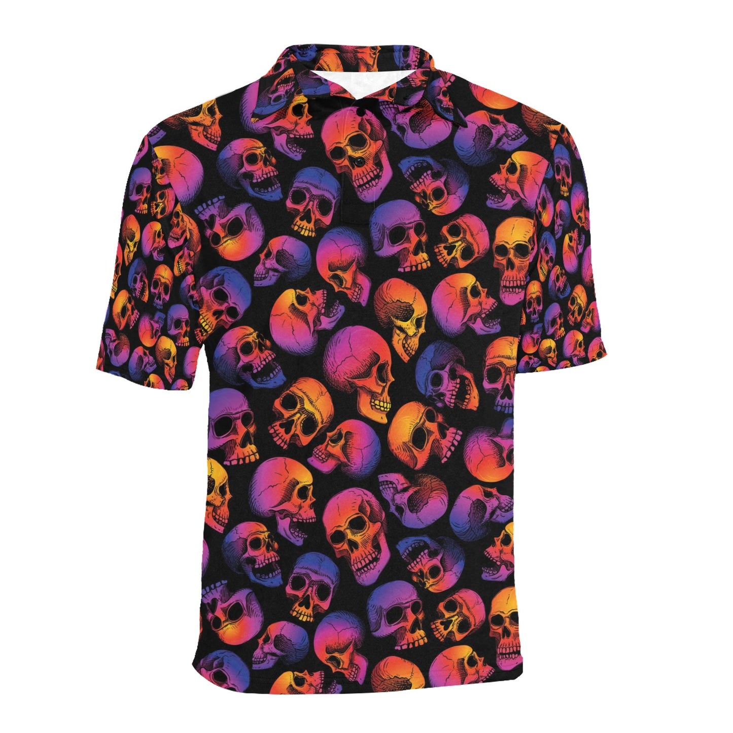 Skull Multicolor Print Design LKS3011 Men Polo Shirt