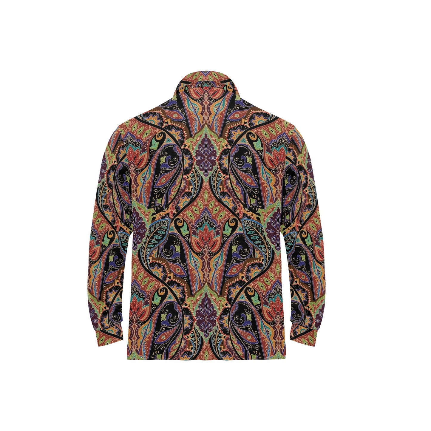 Bohemian Pattern Print Design 06 Long Sleeve Polo Shirt For Men's