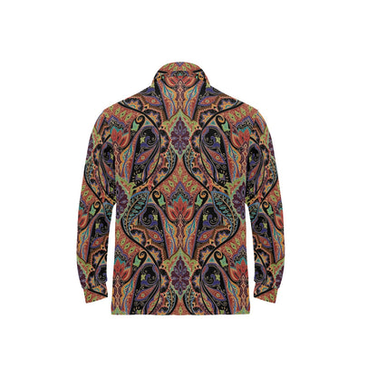 Bohemian Pattern Print Design 06 Long Sleeve Polo Shirt For Men's