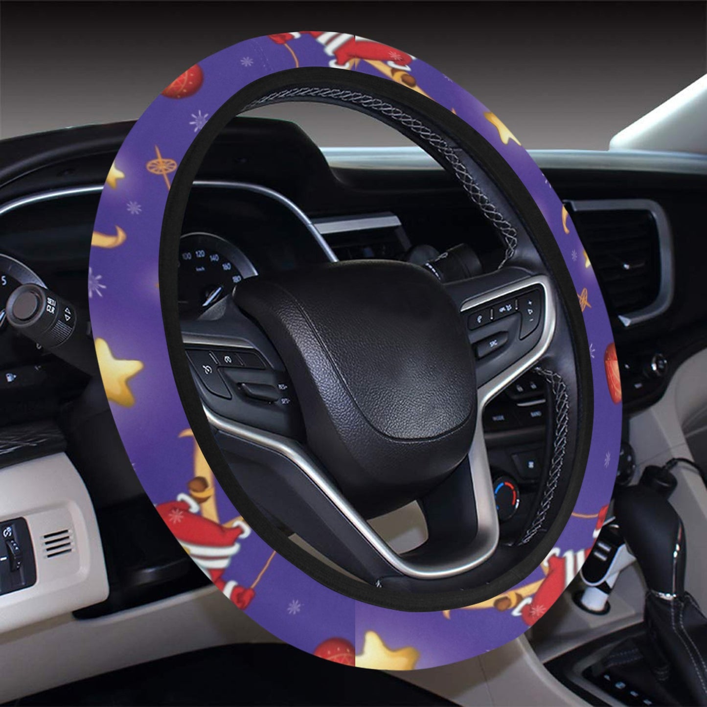 Ski Print Design LKS308 Steering Wheel Cover with Elastic Edge