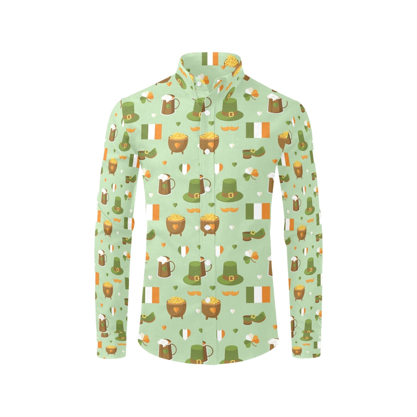 St Patricks Day Print Design LKS302 Men's Long Sleeve Dress Shirt