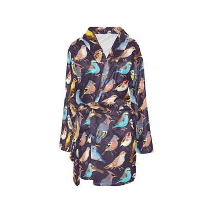 Bird Cute Print Pattern Women's Fleece Robe