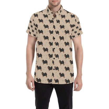 Tibetan Mastiffs Print Design LKS301 Men Short Sleeve Button Up Shirt