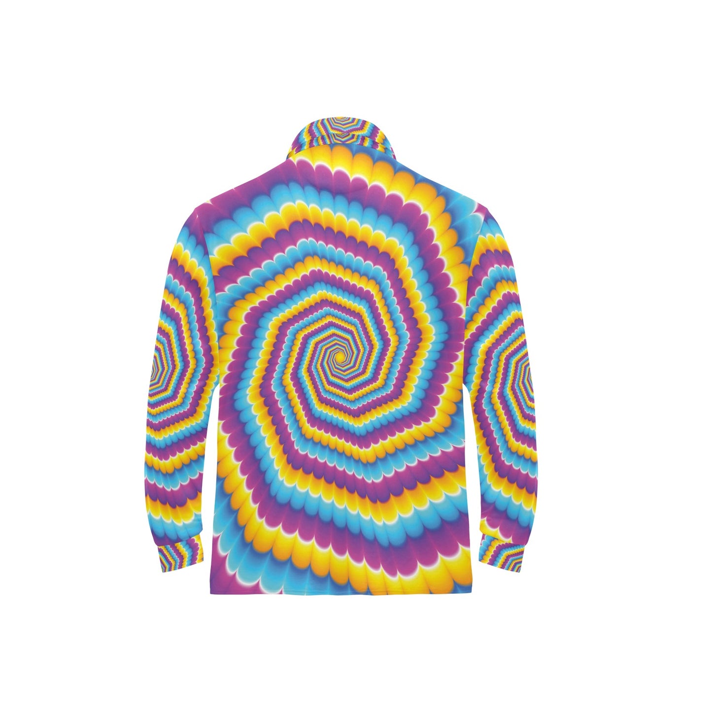 Optical illusion Pattern Print Design A04 Long Sleeve Polo Shirt For Men's