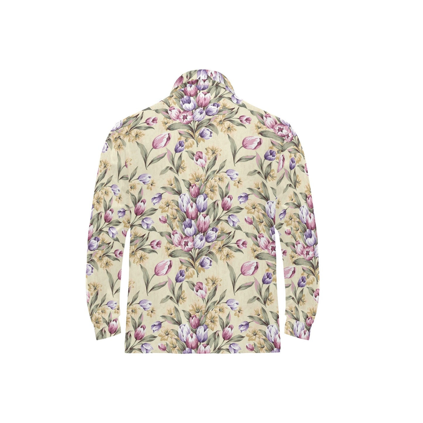 Tulip Pattern Print Design TP04 Long Sleeve Polo Shirt For Men's