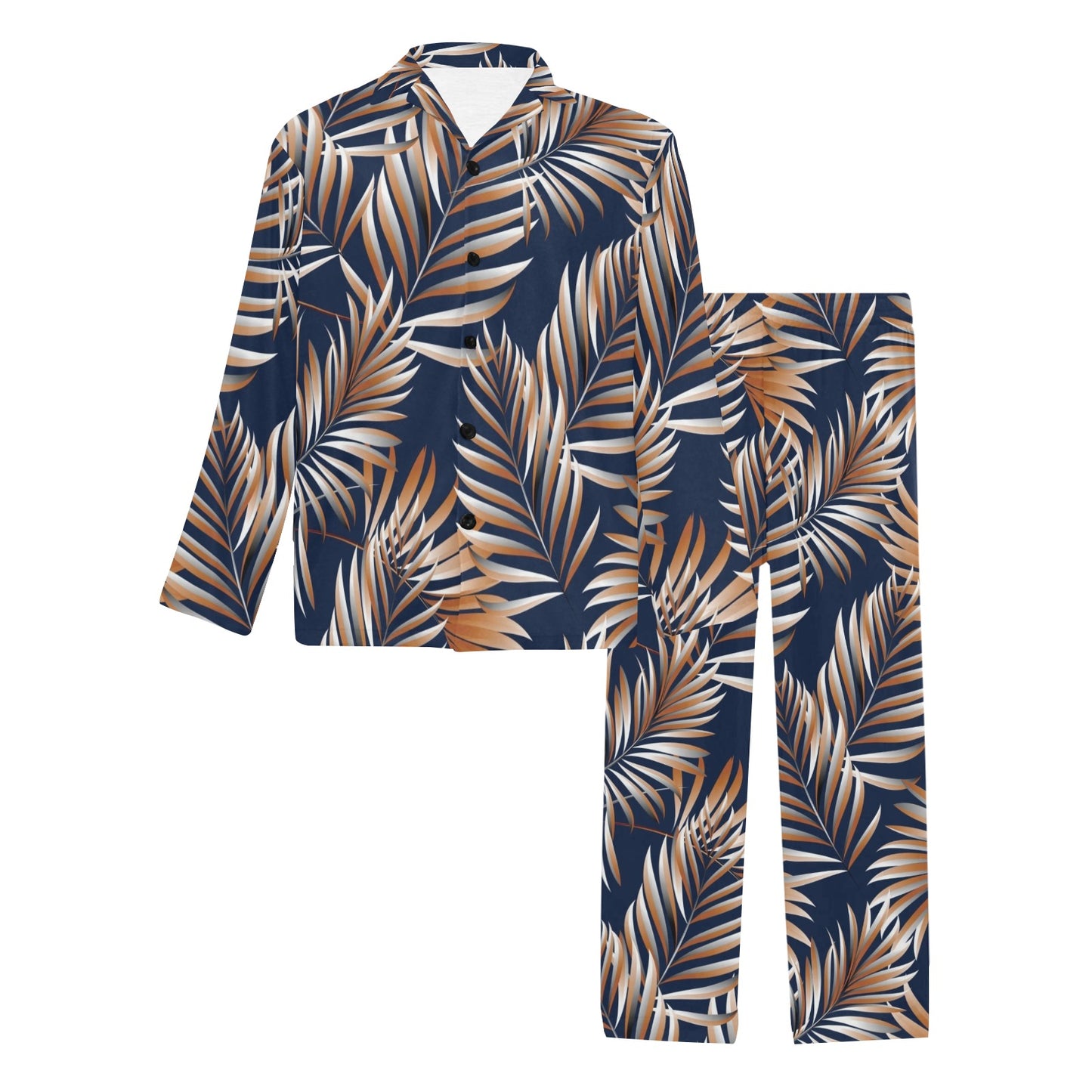 Tropical Flower Pattern Print Design TF07 Men's Long Pajama Set