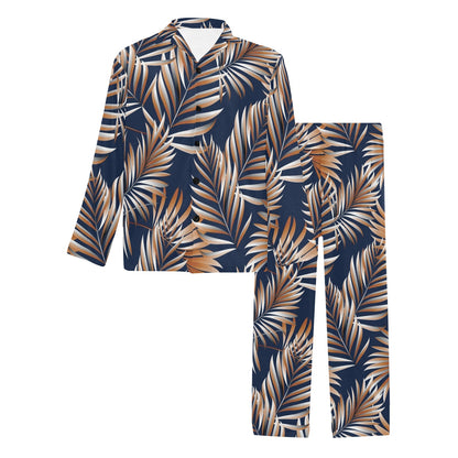 Tropical Flower Pattern Print Design TF07 Men's Long Pajama Set