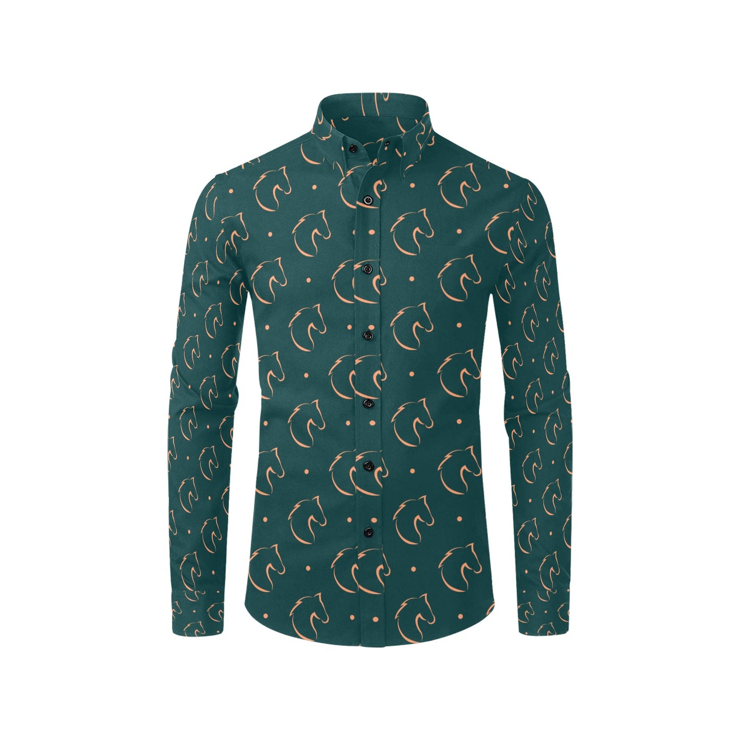 Horse Head Print Design LKS302 Men's Long Sleeve Dress Shirt