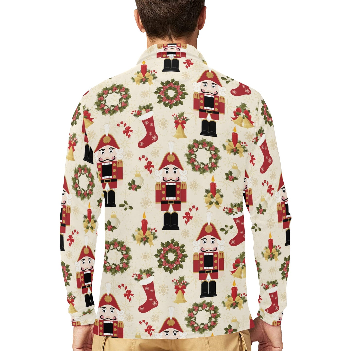 Nutcracker Pattern Print Design A01 Long Sleeve Polo Shirt For Men's