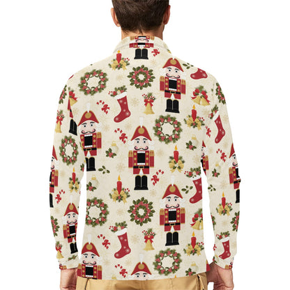 Nutcracker Pattern Print Design A01 Long Sleeve Polo Shirt For Men's