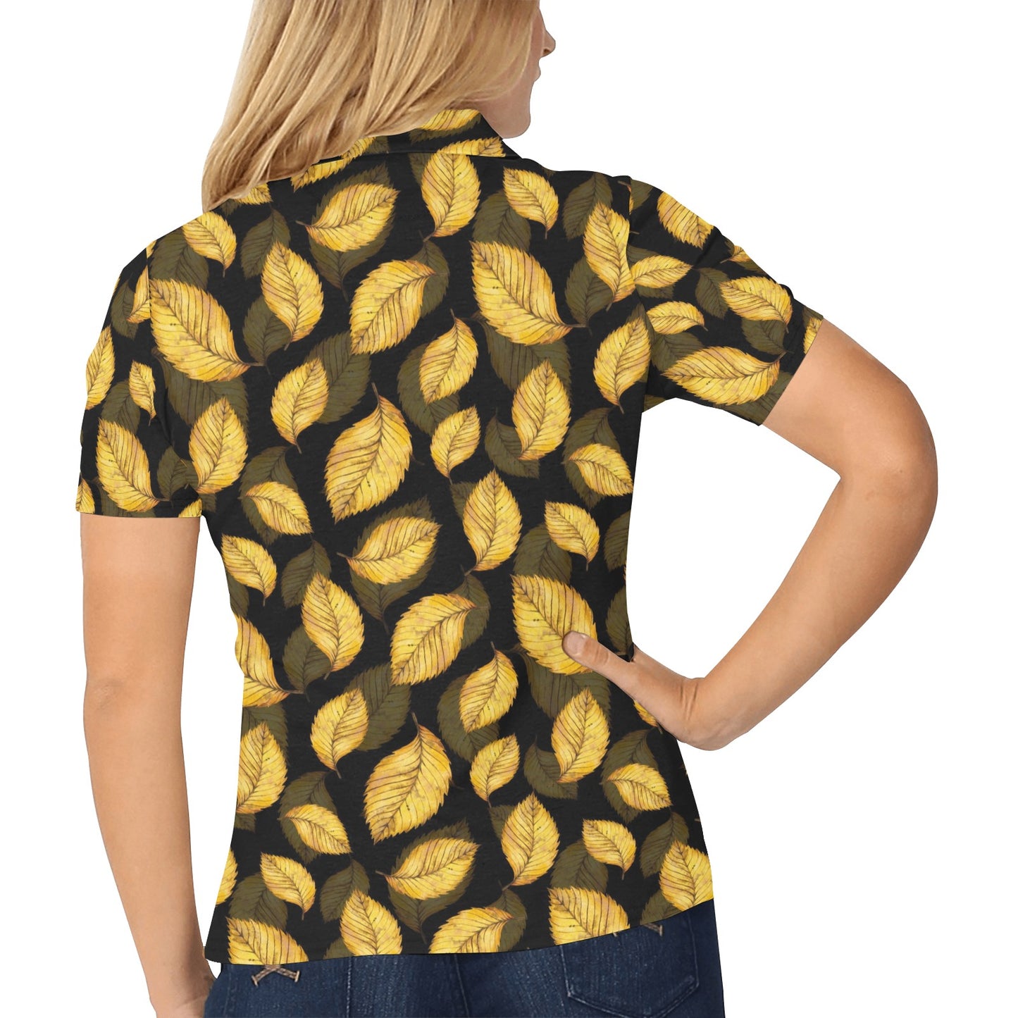 Elm Leave Summer Print Pattern Women's Polo Shirt