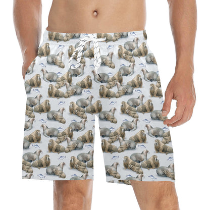 Walrus Print Design LKS401 Men's Swim Trunks Beach Shorts
