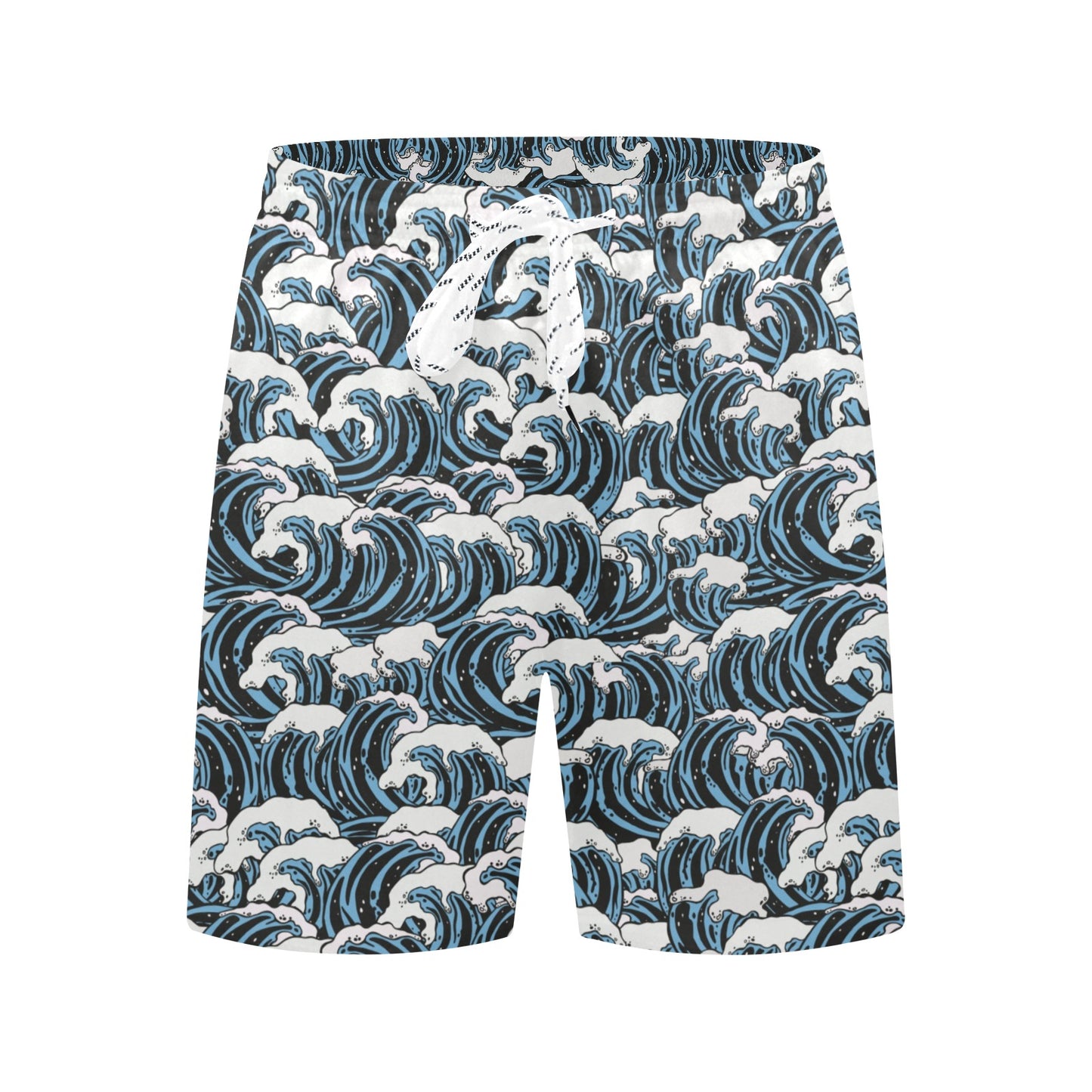 Surf Wave Pattern Print Men's Swim Trunks Beach Shorts