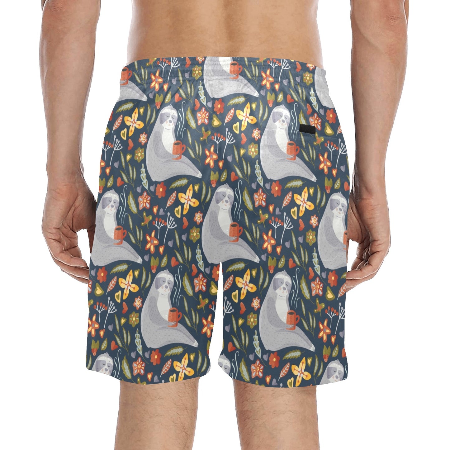 Sloth Print Design LKS303 Men's Swim Trunks Beach Shorts