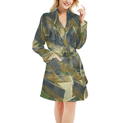 Military Camouflage Pattern Print Design 01 Women's Fleece Robe