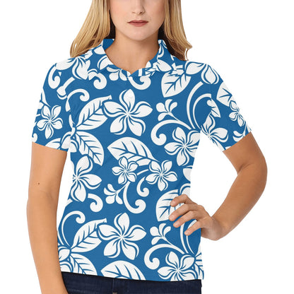 Plumeria Pattern Print Design PM013 Women's Polo Shirt