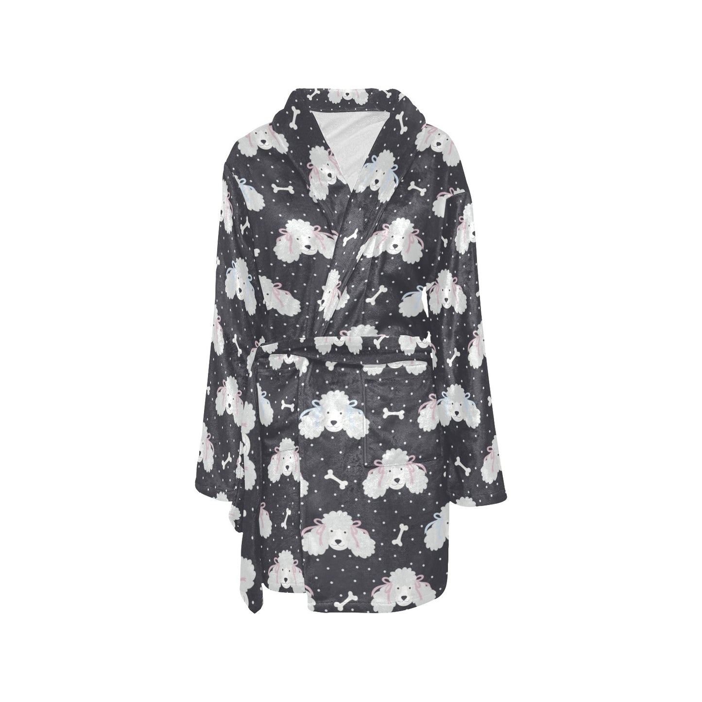 Poodle Pattern Print Design A03 Women's Fleece Robe